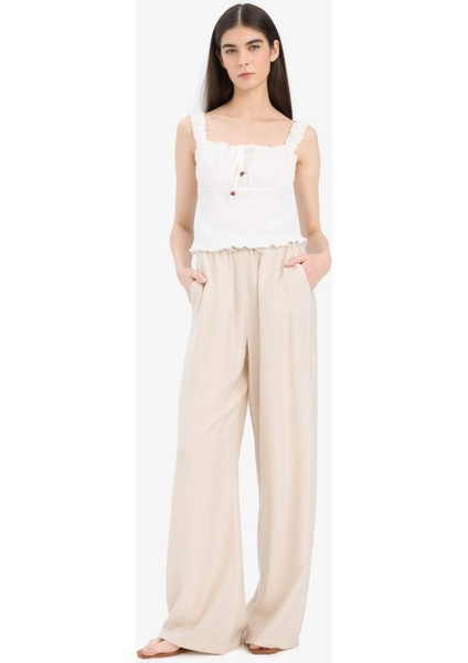 Wide Leg Çift Cepli Yüksek Esnek Belli Geniş Paça Pantolon E7434AX25SM