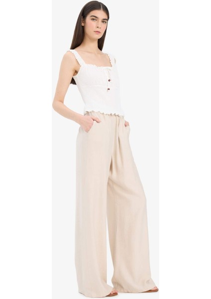 Wide Leg Çift Cepli Yüksek Esnek Belli Geniş Paça Pantolon E7434AX25SM