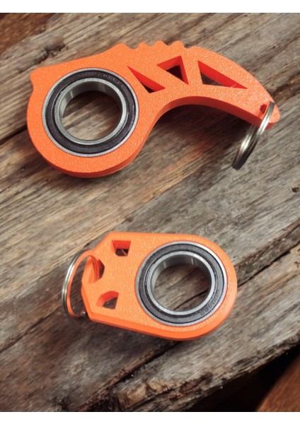 2’li Büyük ve Küçük Boy 3D Baskılı Içi Metal Keyrambit -Fidget Spinner Anahtarlık Seti - Şık ve Kullanışlı Aksesuar