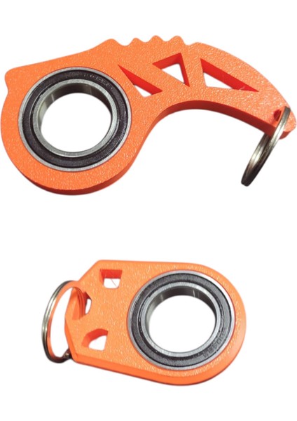 2’li Büyük ve Küçük Boy 3D Baskılı Içi Metal Keyrambit -Fidget Spinner Anahtarlık Seti - Şık ve Kullanışlı Aksesuar