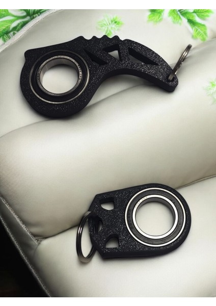 2’li Büyük ve Küçük Boy 3D Baskılı Içi Metal Keyrambit -Fidget Spinner Anahtarlık Seti - Şık ve Kullanışlı Aksesuar