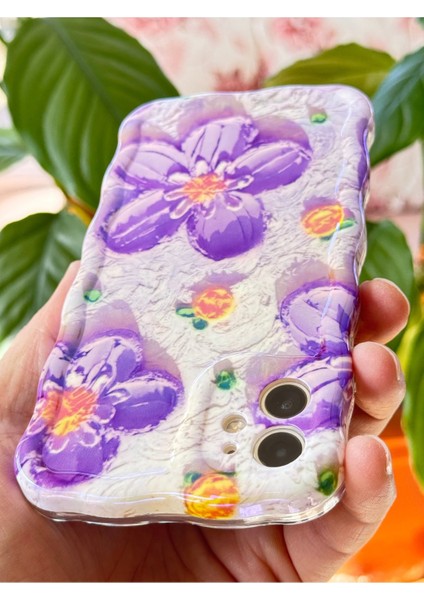 Apple iPhone 11 Kılıf Parlak Mor Çiçek Desenli Dalga Kenarlı Darbe Emici Kapak fırsatları