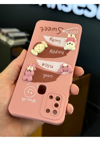 Samsung Galaxy A21S Uyumlu Kılıf Tasarımlı Desenli Kamera Korumalı Tavşan Pembe Yumuşak Silikon Kapak fırsatları
