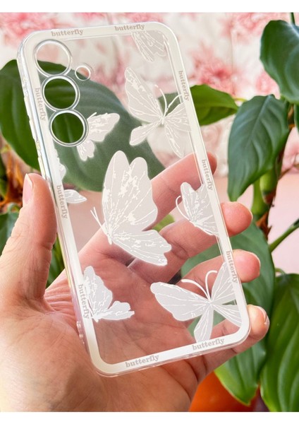 Samsung Galaxy S23 Fe Kılıf Tasarımlı Desenli Kamera Korumalı Şeffaf Kelebek Esnek Yumuşak Silikon Kapak