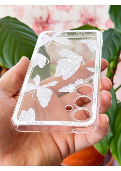 Samsung Galaxy S23 Fe Kılıf Tasarımlı Desenli Kamera Korumalı Şeffaf Kelebek Esnek Yumuşak Silikon Kapak