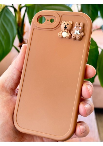 Apple iPhone 7/8/SE20/SE22 Kılıf Tasarımlı Desenli Kamera Korumalı Ayıcık ve Tavşan Yumuşak Silikon Kapak