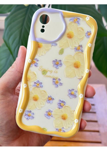 Apple iPhone Xr Kılıf Tasarımlı Desenli Kamera Korumalı Papatya Çiçek Renkli Silikon Kapak