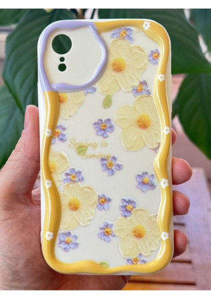 Apple iPhone Xr Kılıf Tasarımlı Desenli Kamera Korumalı Papatya Çiçek Renkli Silikon Kapak