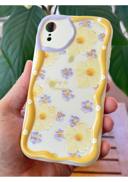 Apple iPhone Xr Kılıf Tasarımlı Desenli Kamera Korumalı Papatya Çiçek Renkli Silikon Kapak