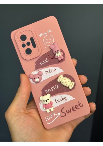Xiaomi Redmi Note 10 Pro Uyumlu Kılıf Tasarımlı Desenli Kamera Korumalı Tavşan Pembe Yumuşak Silikon Kapak