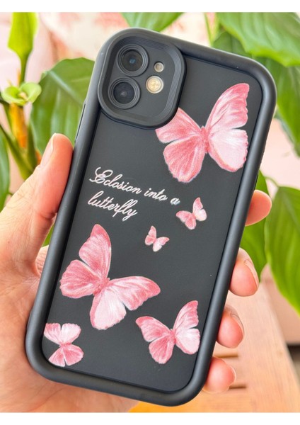 Apple iPhone 11 Kılıf Yumuşak Dokulu Kelebek Desenli Yumuşak Kamera Korumalı Silikon Kapak