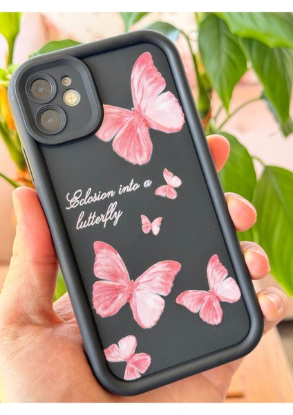 Apple iPhone 11 Kılıf Yumuşak Dokulu Kelebek Desenli Yumuşak Kamera Korumalı Silikon Kapak