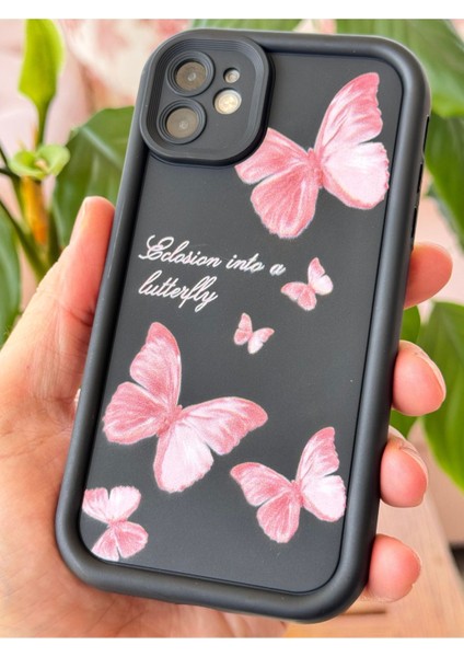 Apple iPhone 11 Kılıf Yumuşak Dokulu Kelebek Desenli Yumuşak Kamera Korumalı Silikon Kapak