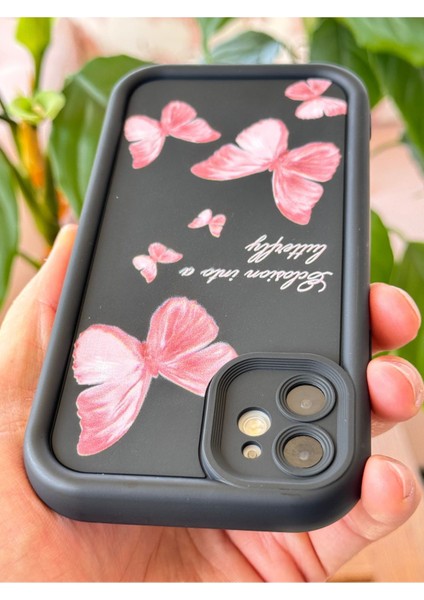 Apple iPhone 11 Kılıf Yumuşak Dokulu Kelebek Desenli Yumuşak Kamera Korumalı Silikon Kapak