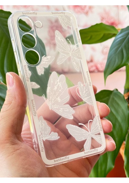 Samsung Galaxy S21 Fe Uyumlu Kılıf Tasarımlı Desenli Kamera Korumalı Şeffaf Kelebek Esnek Yumuşak Silikon