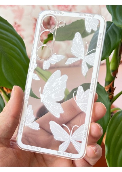 Samsung Galaxy S21 Fe Uyumlu Kılıf Tasarımlı Desenli Kamera Korumalı Şeffaf Kelebek Esnek Yumuşak Silikon