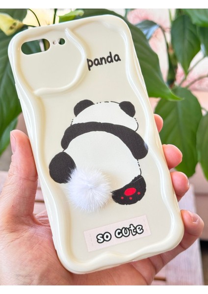 Apple iPhone 7/8 Plus Uyumlu Kılıf Tasarımlı Desenli Kamera Korumalı Panda Beyaz Püsküllü Silikon Kapak fırsatları