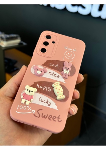Samsung Galaxy S23 Fe Uyumlu Kılıf Tasarımlı Desenli Kamera Korumalı Tavşan Pembe Yumuşak Silikon Kapak