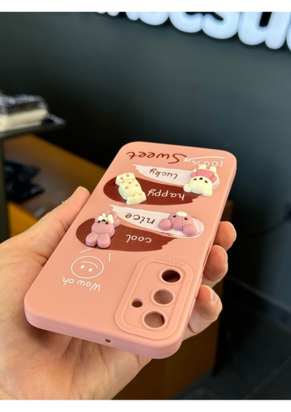 Samsung Galaxy S23 Fe Uyumlu Kılıf Tasarımlı Desenli Kamera Korumalı Tavşan Pembe Yumuşak Silikon Kapak