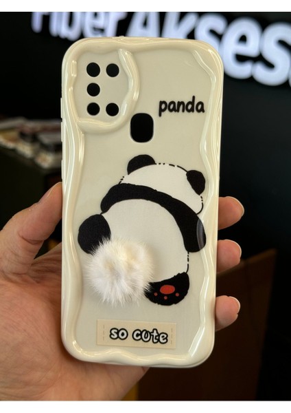 Samsung Galaxy A21S Uyumlu Kılıf Tasarımlı Desenli Kamera Korumalı Panda Beyaz Püsküllü Silikon Kapak fırsatları