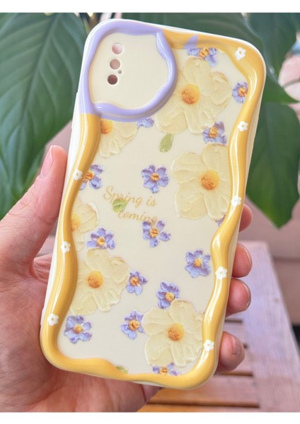 Apple iPhone Xs Max Kılıf Tasarımlı Desenli Kamera Korumalı Papatya Çiçek Renkli Silikon Kapak