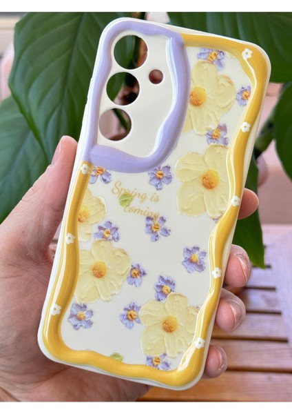 Samsung Galaxy S21 Fe Uyumlu Kılıf Tasarımlı Desenli Kamera Korumalı Papatya Çiçek Renkli Silikon Kapak