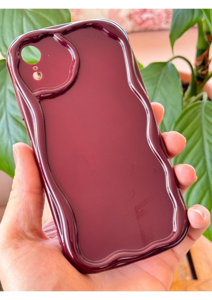 Apple iPhone Xr Uyumlu Kılıf Kamera Korumalı Dalga Kenarlı Darbe Emici Bordo Silikon Kapak