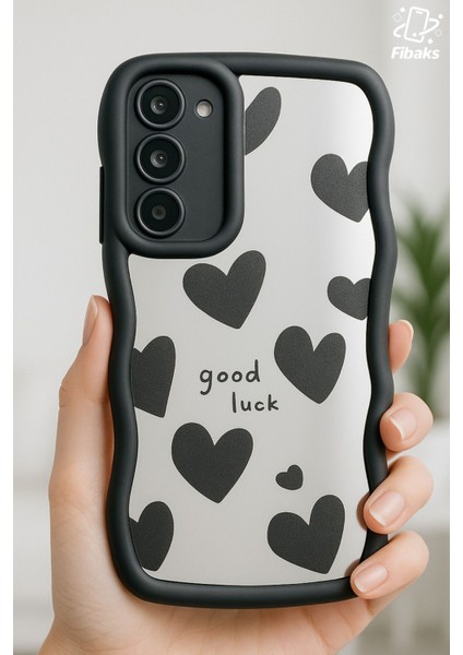 Samsung Galaxy S23 Fe Uyumlu Kılıf Aynalı Kalp Desenli Yumuşak Kenarlı Kamera Korumalı Silikon Kapak