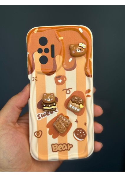 Xiaomi Redmi Note 10 Pro Kılıf Tasarımlı Desenli Kamera Korumalı Ayıcık Bisküvi Renkli Cofffe Silikon Kapak