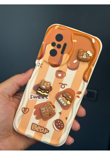 Xiaomi Redmi Note 10 Pro Kılıf Tasarımlı Desenli Kamera Korumalı Ayıcık Bisküvi Renkli Cofffe Silikon Kapak modelleri