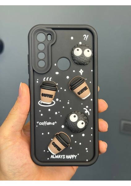 Xiaomi Redmi Note 8 Kılıf Tasarımlı Desenli Kamera Korumalı Coffee Kurabiye Siyah Yumuşak Silikon Kapak