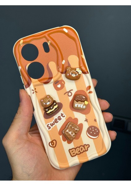 Poco C65 Uyumlu Kılıf Tasarımlı Desenli Kamera Korumalı Ayıcık Bisküvi Renkli Cofffe Silikon Kapak fiyatları