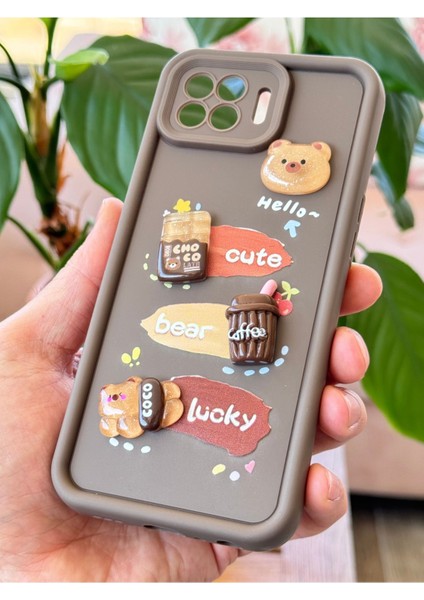 Oppo Reno 4 Lite Kılıf Tasarımlı Desenli Kamera Korumalı Ayıcık Kahve Renkli Yumuşak Silikon Kap fırsatları