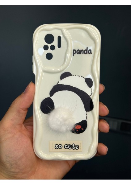 Xiaomi Redmi Note 10/10S Uyumlu Kılıf Tasarımlı Desenli Kamera Korumalı Panda Beyaz Püsküllü Silikon Kapak fiyatları