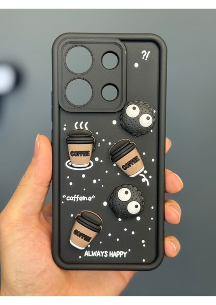 Xiaomi Redmi Note 13 4g Kılıf Tasarımlı Desenli Kamera Korumalı Coffee Kurabiye Siyah Yumuşak Silikon Kapak