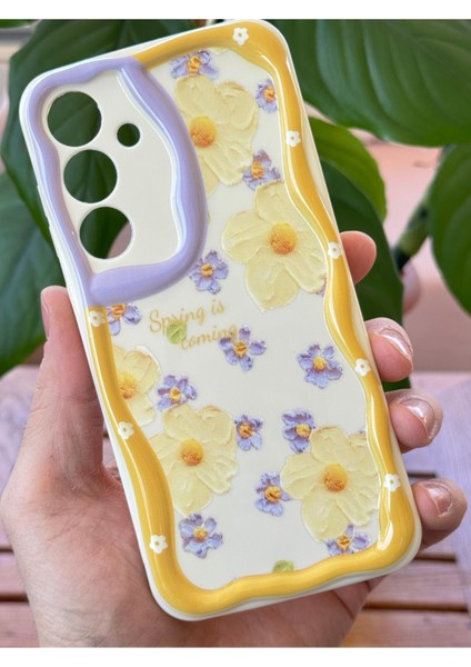 Samsung Galaxy A36 Kılıf Tasarımlı Desenli Kamera Korumalı Papatya Çiçek Renkli Silikon Kapak