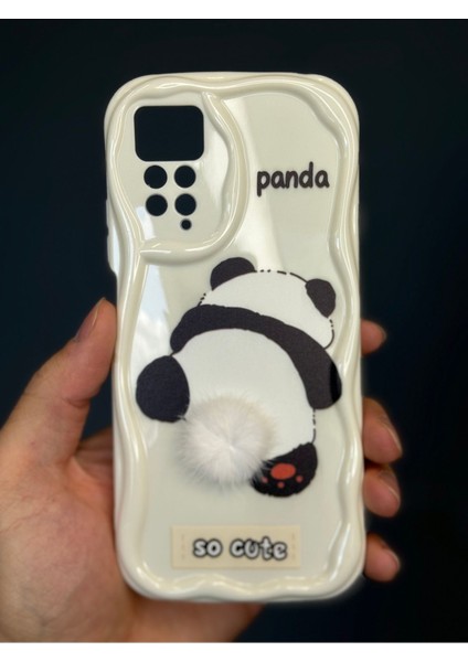 Xiaomi Redmi Note 11 Pro/12 Pro 4g Uyumlu Kılıf Tasarımlı Desenli Kamera Korumalı Panda Beyaz Püsküllü Kap