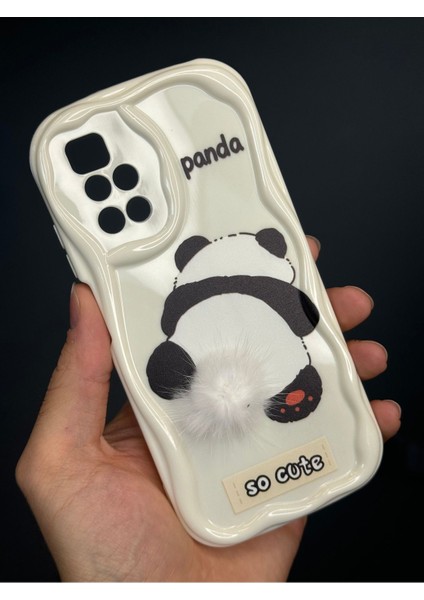 Xiaomi Redmi 10 2022 Uyumlu Kılıf Tasarımlı Desenli Kamera Korumalı Panda Beyaz Püsküllü Silikon Kapak modelleri
