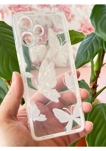 Xiaomi Redmi 12 4g Uyumlu Kılıf Tasarımlı Desenli Kamera Korumalı Şeffaf Kelebek Esnek Yumuşak Silikon Kap