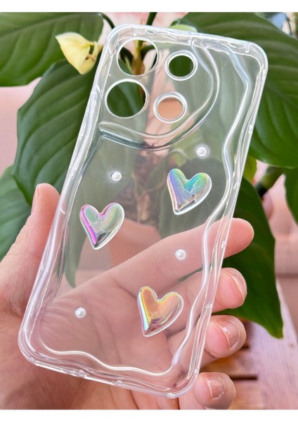 Xiaomi Redmi Note 13 Pro 5g Kılıf 3D Kalpli Inci Tasarımlı Desenli Kamera Korumalı Silikon Kapak