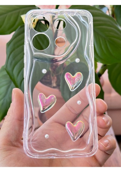 Xiaomi Redmi Note 13 Pro 5g Kılıf 3D Kalpli Inci Tasarımlı Desenli Kamera Korumalı Silikon Kapak