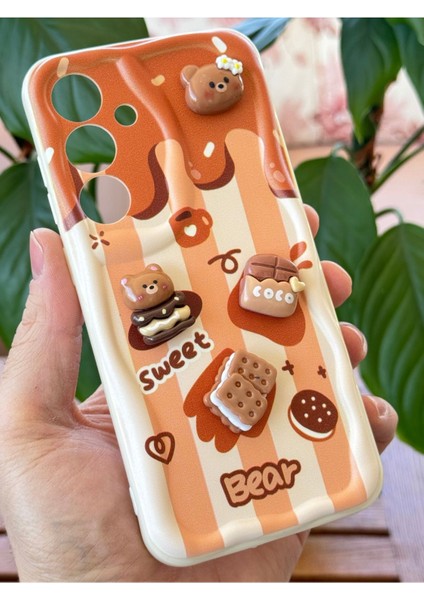 Samsung Galaxy A55 Uyumlu Kılıf Tasarımlı Desenli Kamera Korumalı Ayıcık Bisküvi Renkli Cofffe Silikon Kapak fırsatları