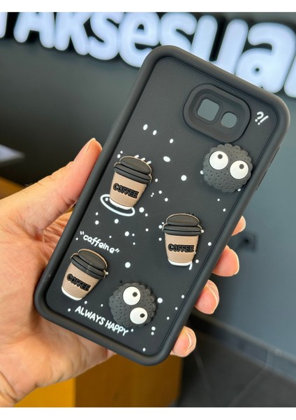 Samsung Galaxy J7 Prime Kılıf Tasarımlı Desenli Kamera Korumalı Coffee Kurabiye Siyah Yumuşak Silikon Kapak modelleri