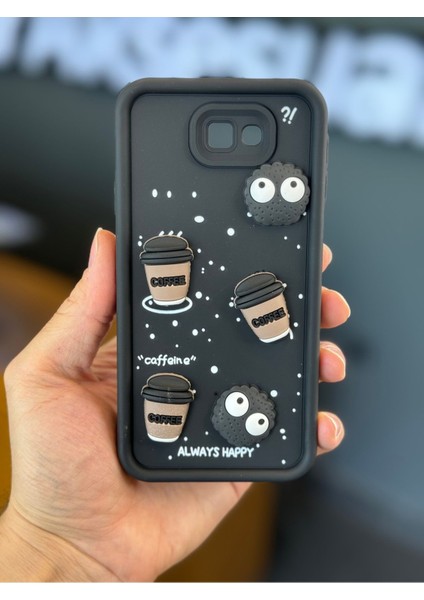 Samsung Galaxy J7 Prime Kılıf Tasarımlı Desenli Kamera Korumalı Coffee Kurabiye Siyah Yumuşak Silikon Kapak fırsatları