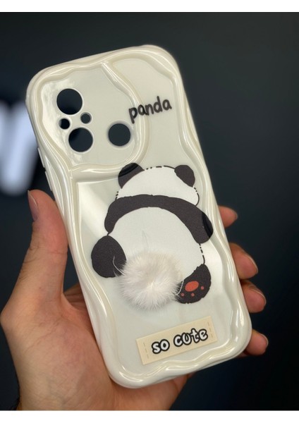 Xiaomi Redmi 12C Uyumlu Kılıf Tasarımlı Desenli Kamera Korumalı Panda Beyaz Püsküllü Silikon Kapak fiyatları