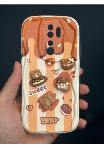 Xiaomi Redmi Note 8 Pro Kılıf Tasarımlı Desenli Kamera Korumalı Ayıcık Bisküvi Renkli Cofffe Silikon Kapak