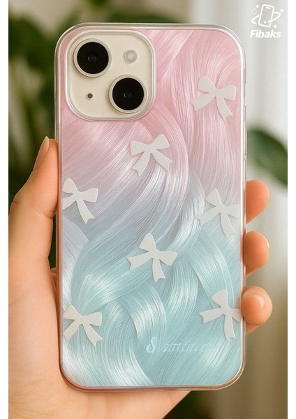 Apple iPhone 15 Plus Kılıf Parlak Fiyonk Desenli Darbe Emici Kamera Çıkıntılı Renkli Silikon Kapak