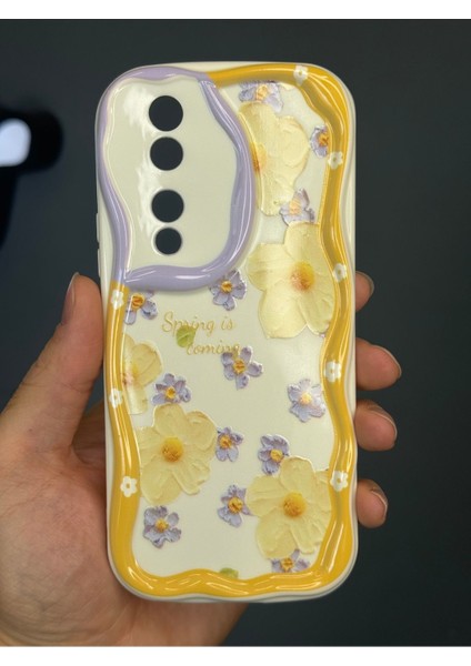 Honor 90 Uyumlu Kılıf Tasarımlı Desenli Kamera Korumalı Papatya Çiçek Renkli Silikon Kapak