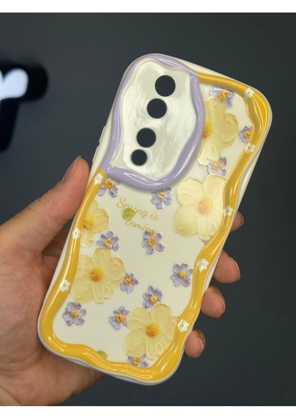Honor 90 Uyumlu Kılıf Tasarımlı Desenli Kamera Korumalı Papatya Çiçek Renkli Silikon Kapak