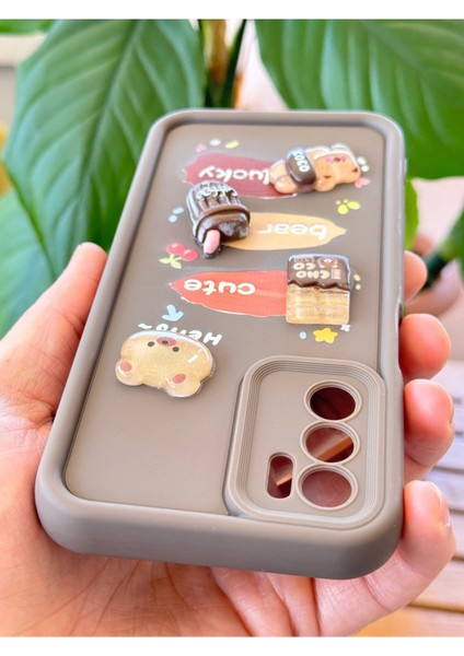 Oppo A16 Kılıf Tasarımlı Desenli Kamera Korumalı Ayıcık Kahve Renkli Yumuşak Silikon Kap indirimleri